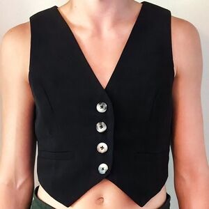 3/$20 Shein Black Button-Front Vest (Size S)